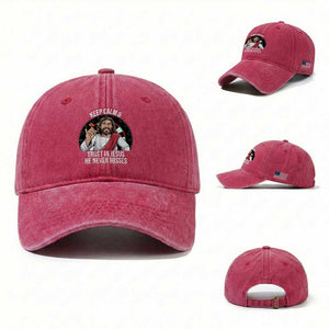 Keep Calm And Trust In Jesus Washed Cotton Baseball Cap Christian Dartist Gift TS12 Washed Cap Universal Fit Red Print Your Wear