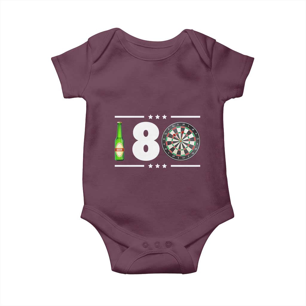 Darts Master 180 And Beer Baby Onesie Funny Bullseye Shooter Gift TS12 Maroon Print Your Wear