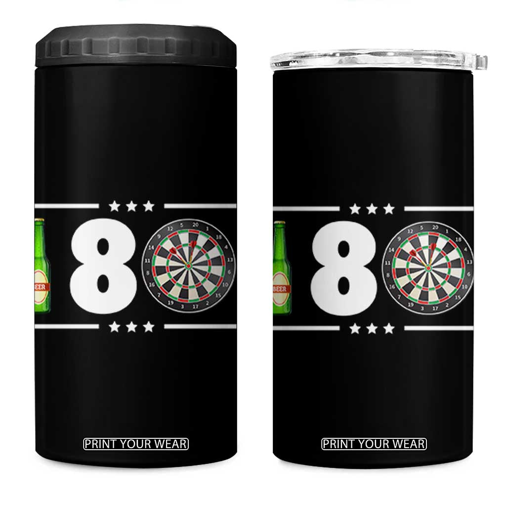Darts Master 180 And Beer 4 in 1 Can Cooler Tumbler Funny Bullseye Shooter Gift TS12 One Size: 16 oz Black Print Your Wear