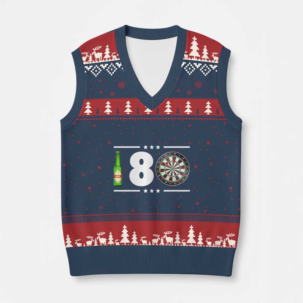 Darts Master 180 And Beer V-Neck Knit Sweater Vest Funny Bullseye Shooter Gift TS12 Navy Red Print Your Wear