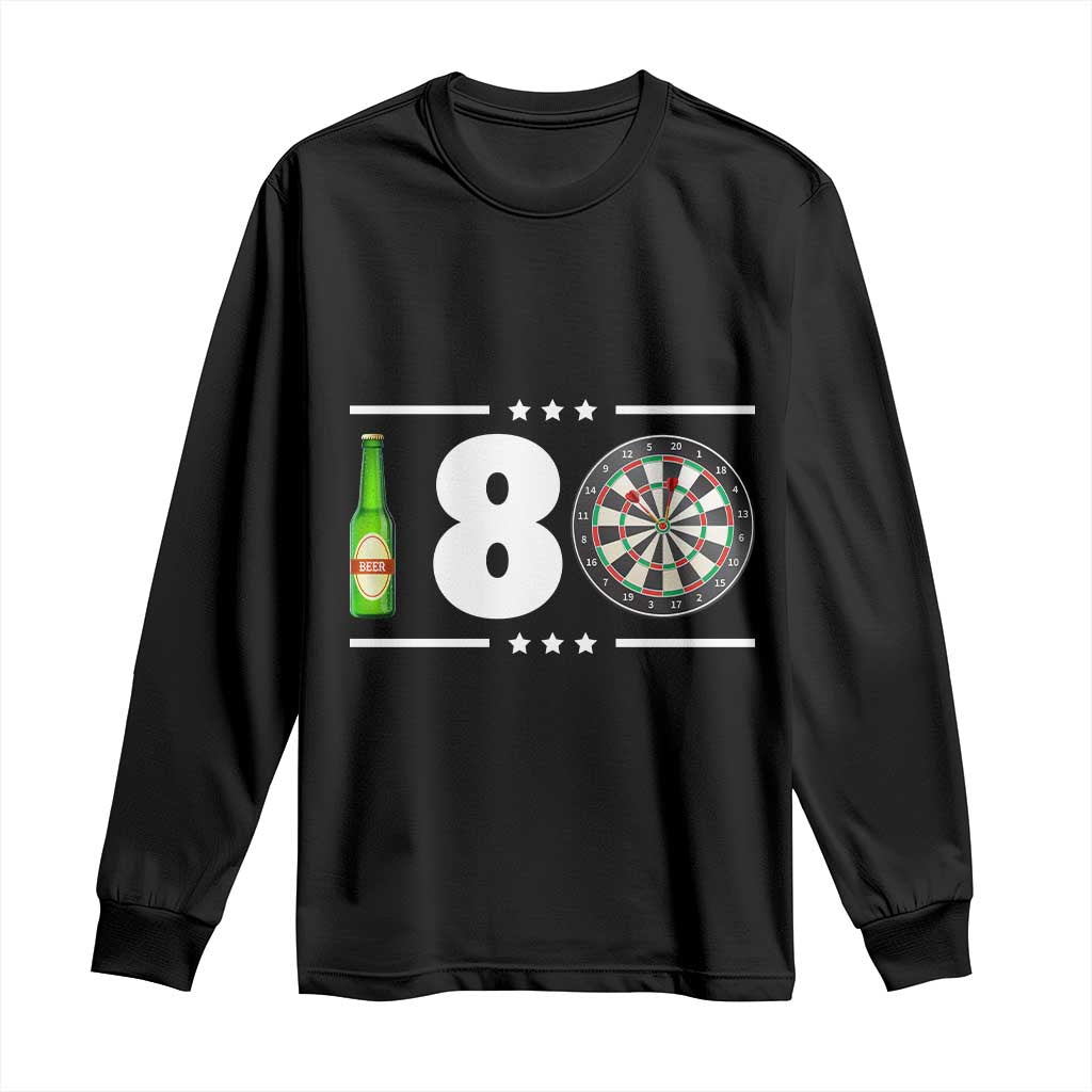 Darts Master 180 And Beer Long Sleeve Shirt Funny Bullseye Shooter Gift TS12 Black Print Your Wear