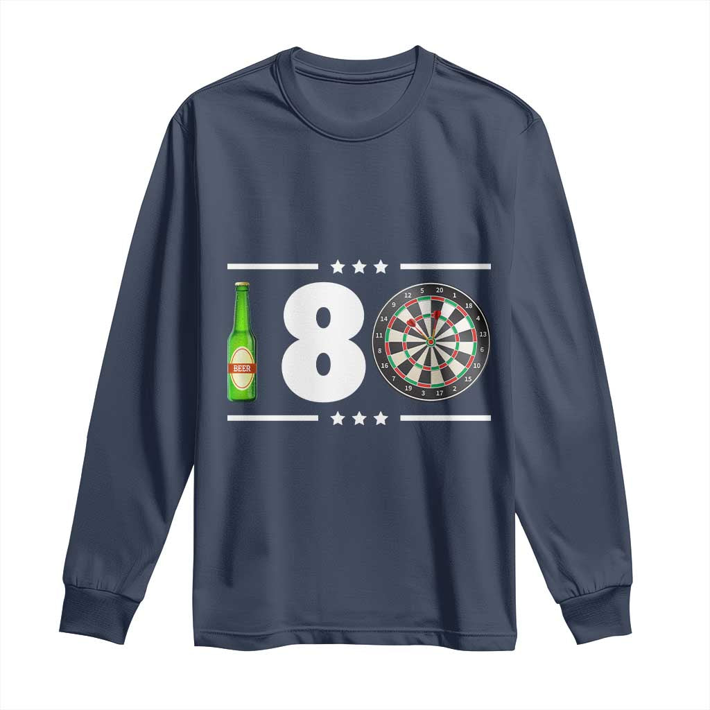 Darts Master 180 And Beer Long Sleeve Shirt Funny Bullseye Shooter Gift TS12 Navy Print Your Wear