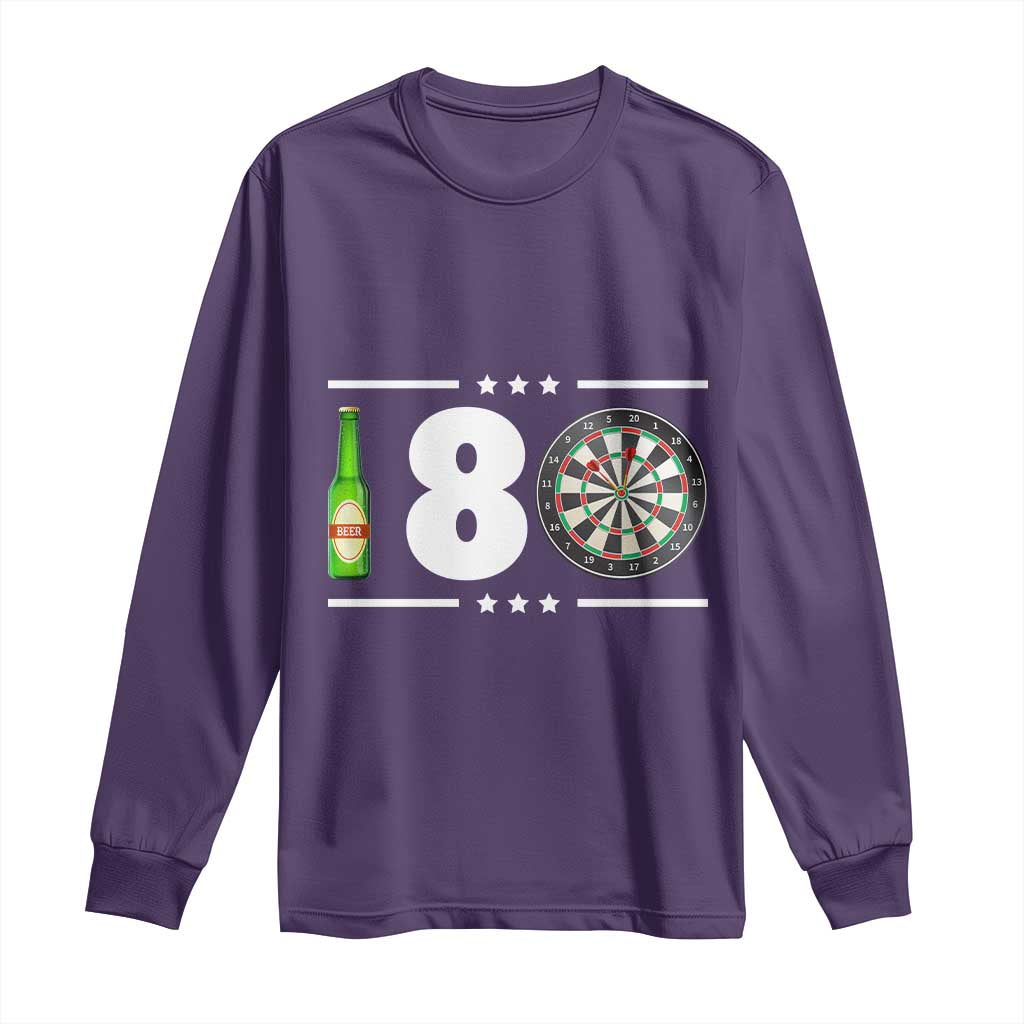 Darts Master 180 And Beer Long Sleeve Shirt Funny Bullseye Shooter Gift TS12 Purple Print Your Wear