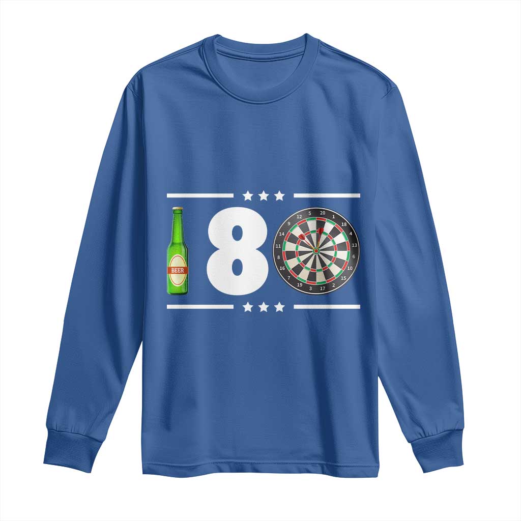 Darts Master 180 And Beer Long Sleeve Shirt Funny Bullseye Shooter Gift TS12 Royal Blue Print Your Wear