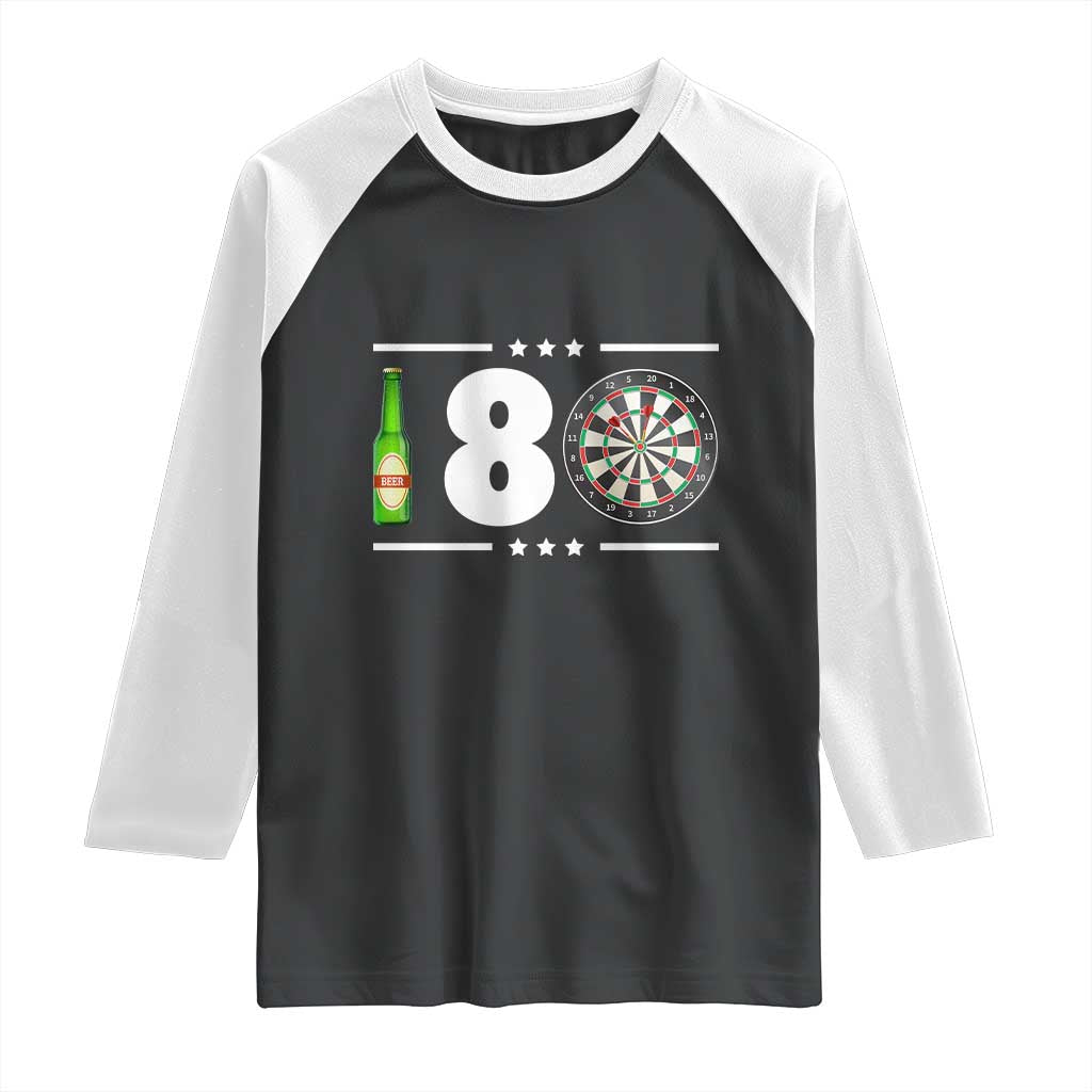 Darts Master 180 And Beer Raglan Shirt Funny Bullseye Shooter Gift TS12 Black White Print Your Wear