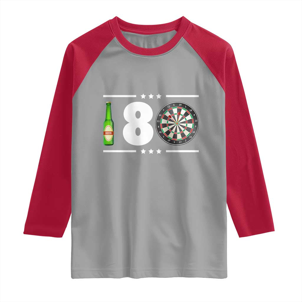Darts Master 180 And Beer Raglan Shirt Funny Bullseye Shooter Gift TS12 Sport Gray Red Print Your Wear