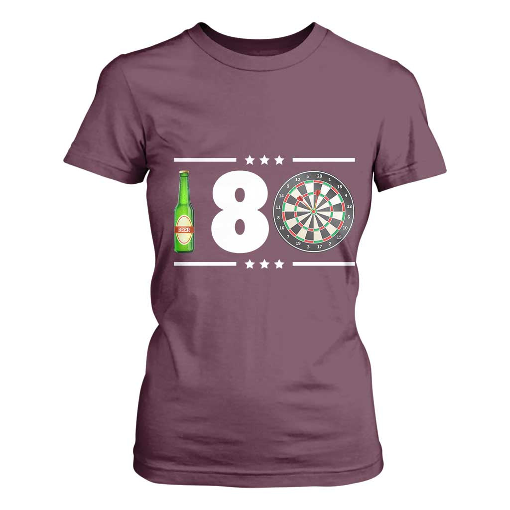 Darts Master 180 And Beer T Shirt For Women Funny Bullseye Shooter Gift TS12 Maroon Print Your Wear