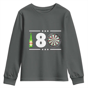 Darts Master 180 And Beer Youth Sweatshirt Funny Bullseye Shooter Gift TS12 Dark Heather Print Your Wear