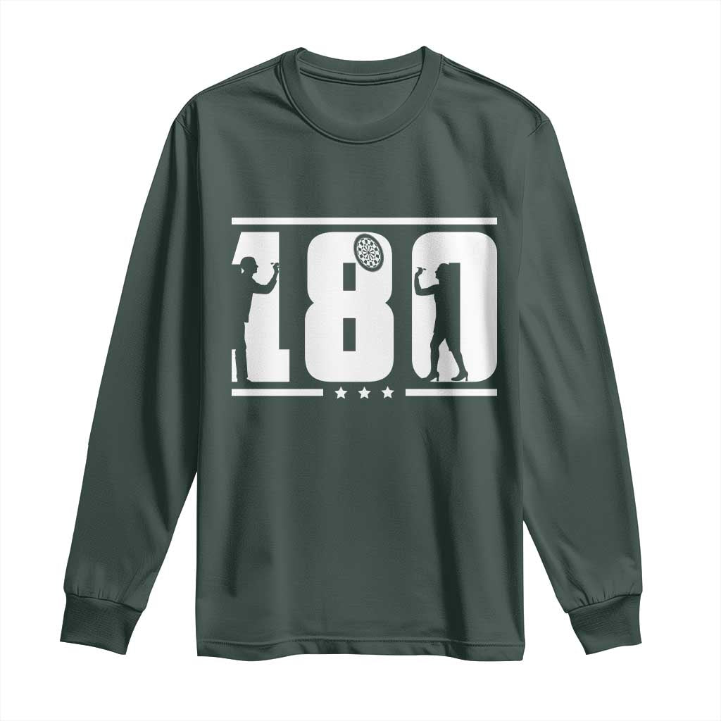 Darts 180 Max Score Player Long Sleeve Shirt Darts Fan Gift TS12 Dark Forest Green Print Your Wear