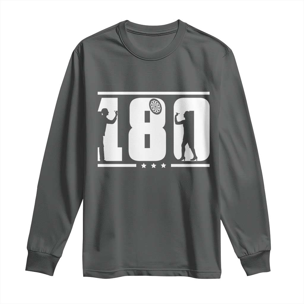 Darts 180 Max Score Player Long Sleeve Shirt Darts Fan Gift TS12 Dark Heather Print Your Wear