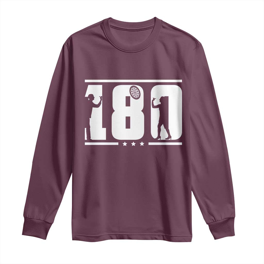 Darts 180 Max Score Player Long Sleeve Shirt Darts Fan Gift TS12 Maroon Print Your Wear
