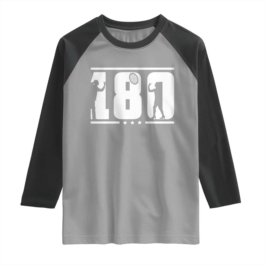 Darts 180 Max Score Player Raglan Shirt Darts Fan Gift TS12 Sport Gray Black Print Your Wear