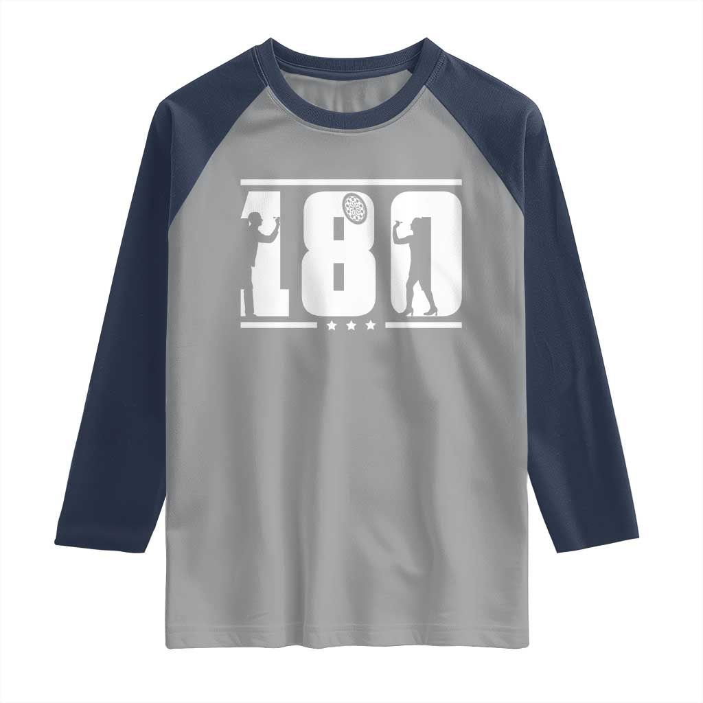 Darts 180 Max Score Player Raglan Shirt Darts Fan Gift TS12 Sport Gray Navy Print Your Wear