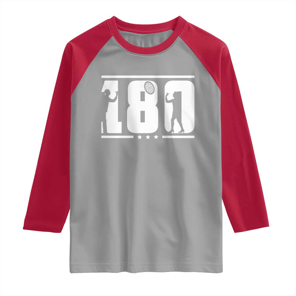 Darts 180 Max Score Player Raglan Shirt Darts Fan Gift TS12 Sport Gray Red Print Your Wear