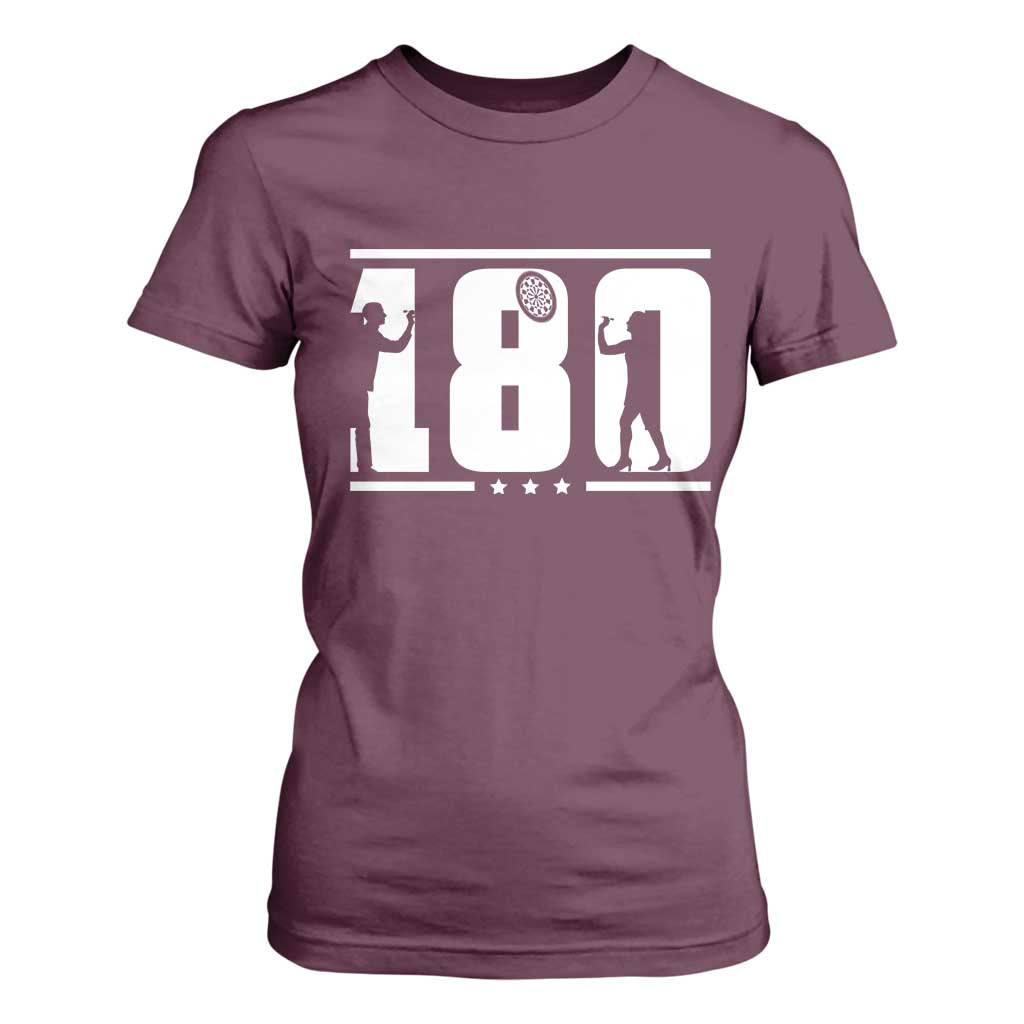 Darts 180 Max Score Player T Shirt For Women Darts Fan Gift TS12 Maroon Print Your Wear