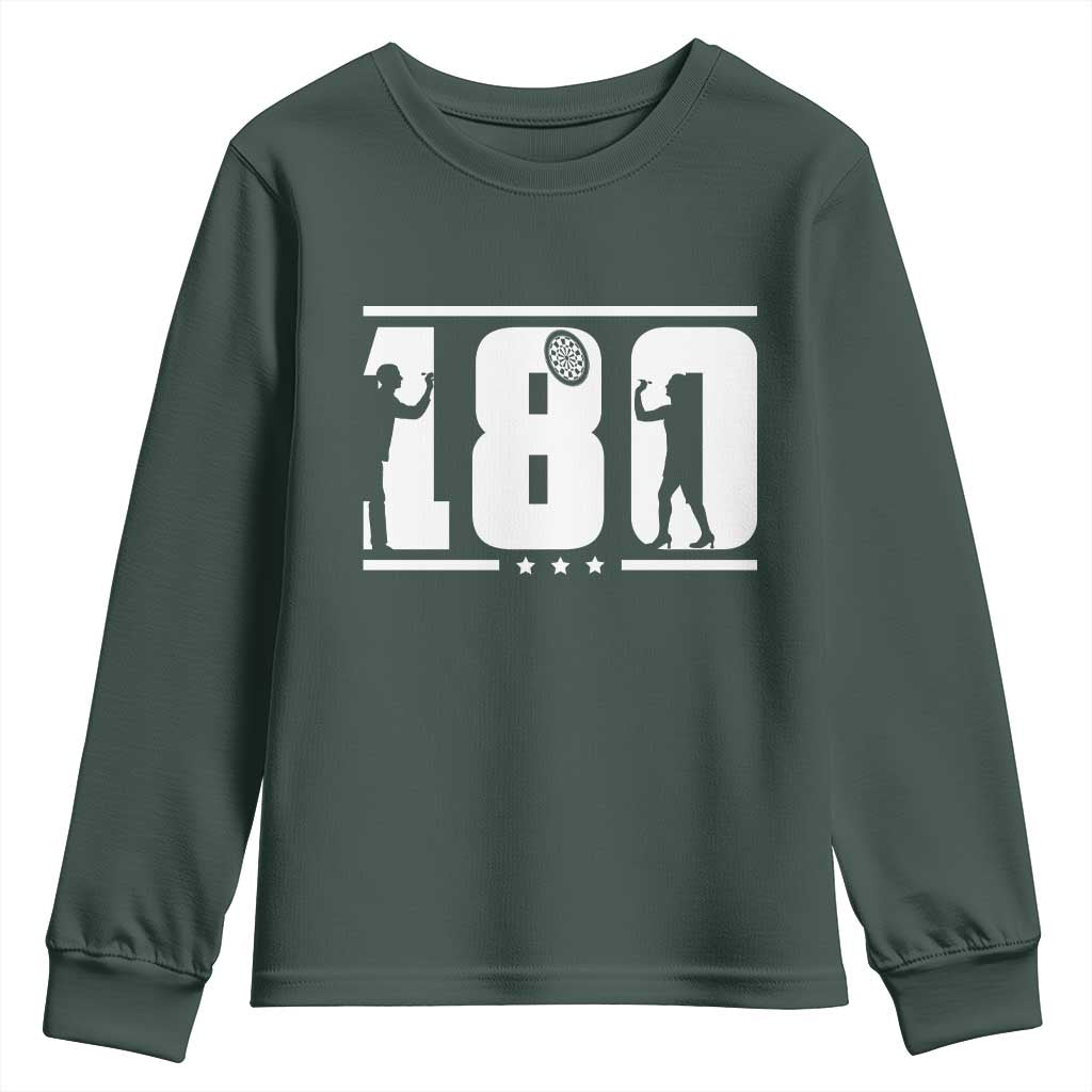 Darts 180 Max Score Player Youth Sweatshirt Darts Fan Gift TS12 Dark Forest Green Print Your Wear