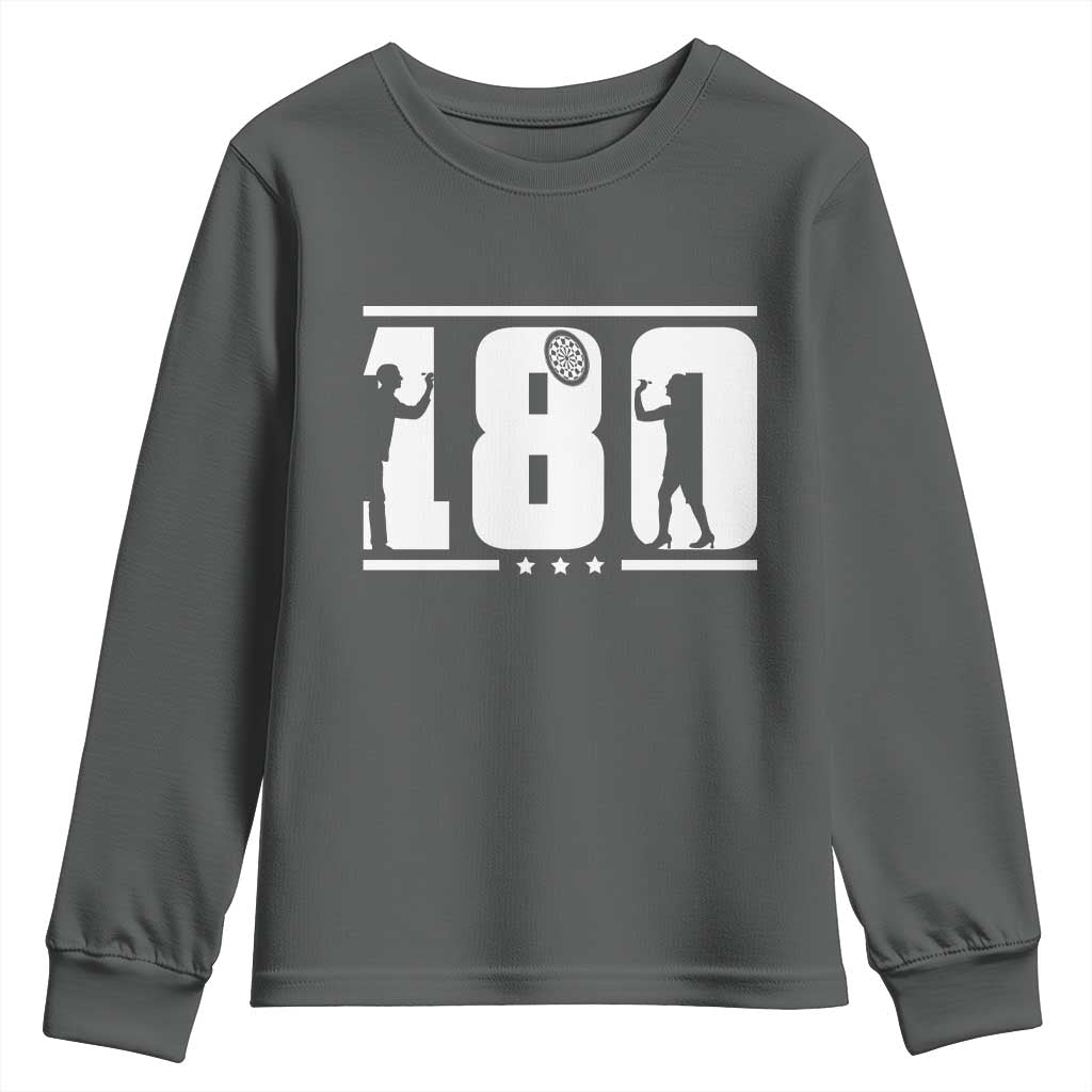 Darts 180 Max Score Player Youth Sweatshirt Darts Fan Gift TS12 Dark Heather Print Your Wear