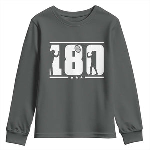 Darts 180 Max Score Player Youth Sweatshirt Darts Fan Gift TS12 Dark Heather Print Your Wear