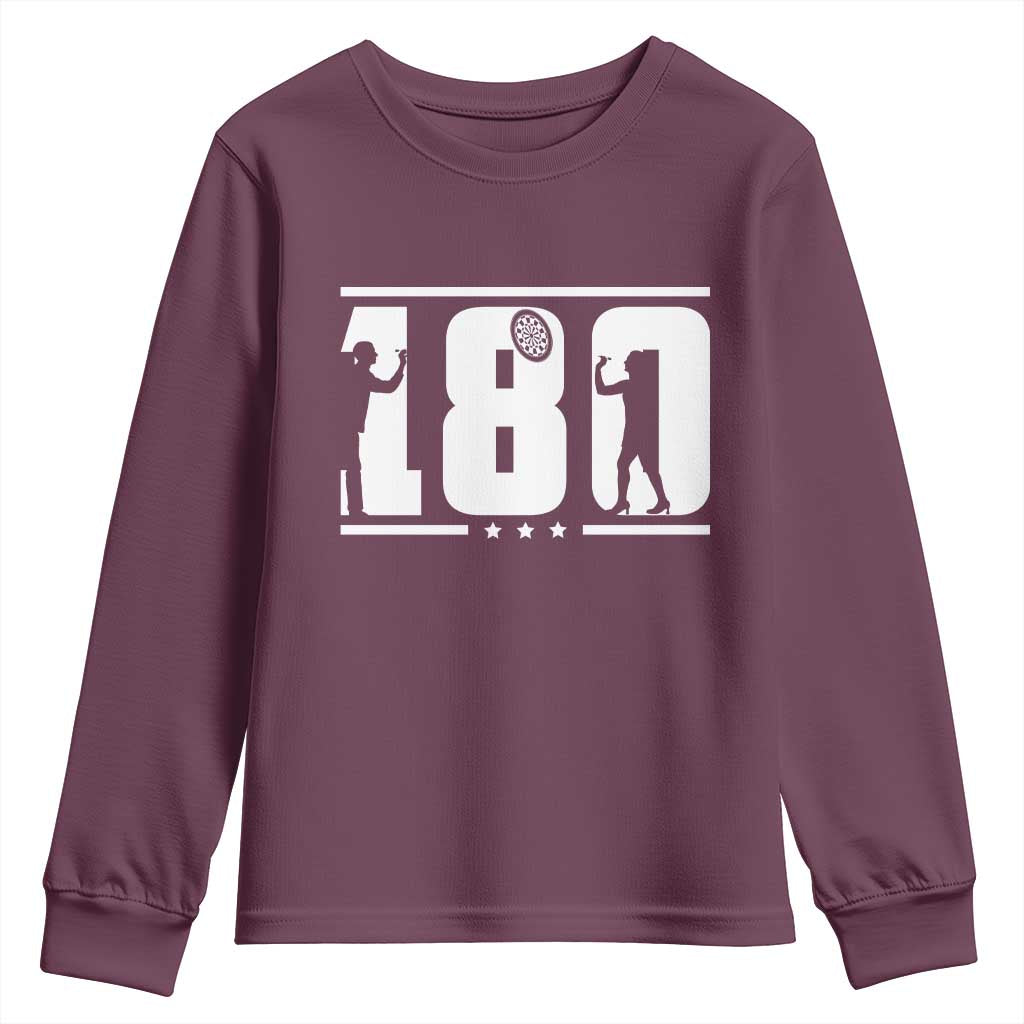 Darts 180 Max Score Player Youth Sweatshirt Darts Fan Gift TS12 Maroon Print Your Wear