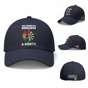 One Hundred And Eighty Baseball Cap Funny Darts Player Gift TS12 Baseball Cap Universal Fit Navy Print Your Wear
