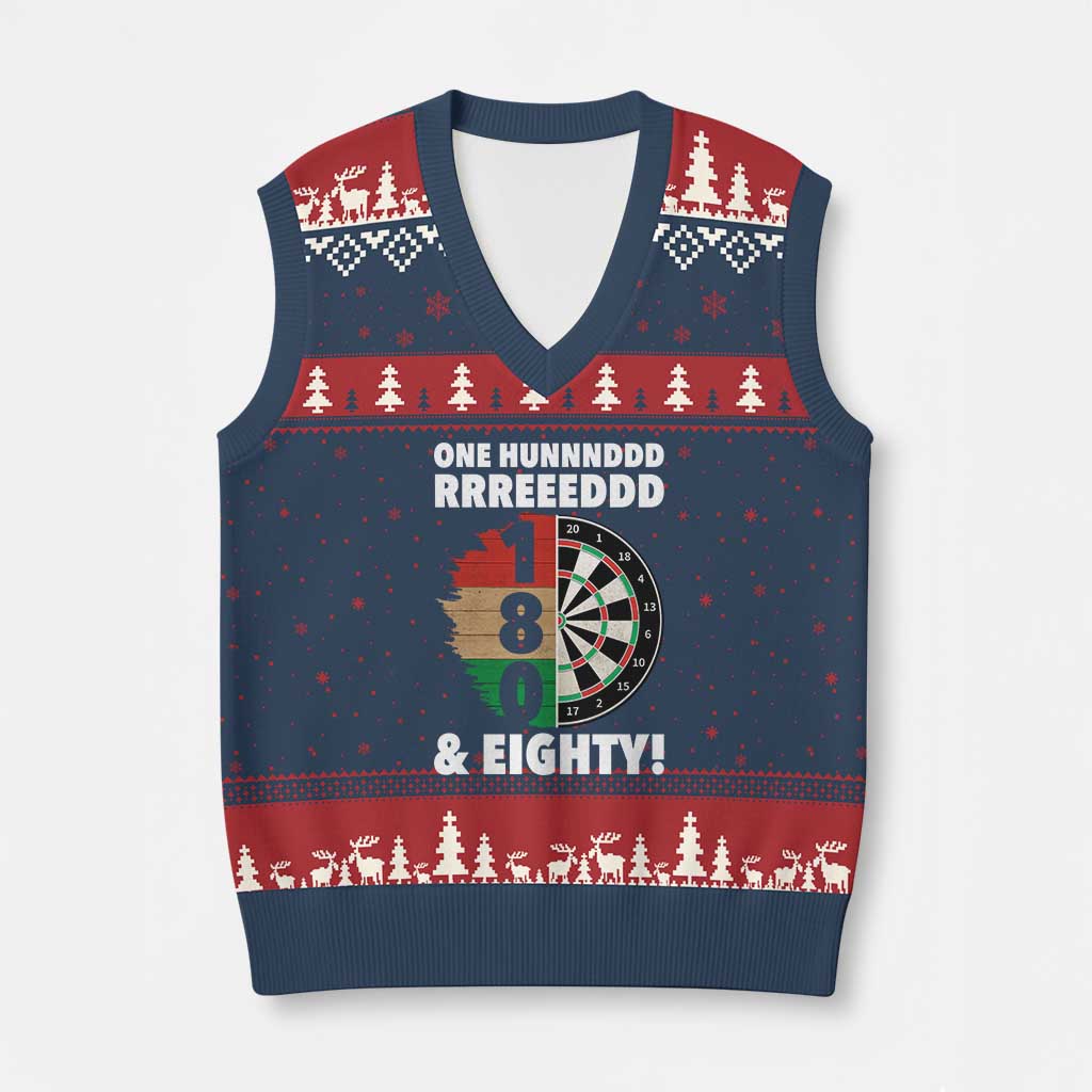 One Hundred And Eighty V-Neck Knit Sweater Vest Funny Darts Player Gift TS12 Navy Red Print Your Wear