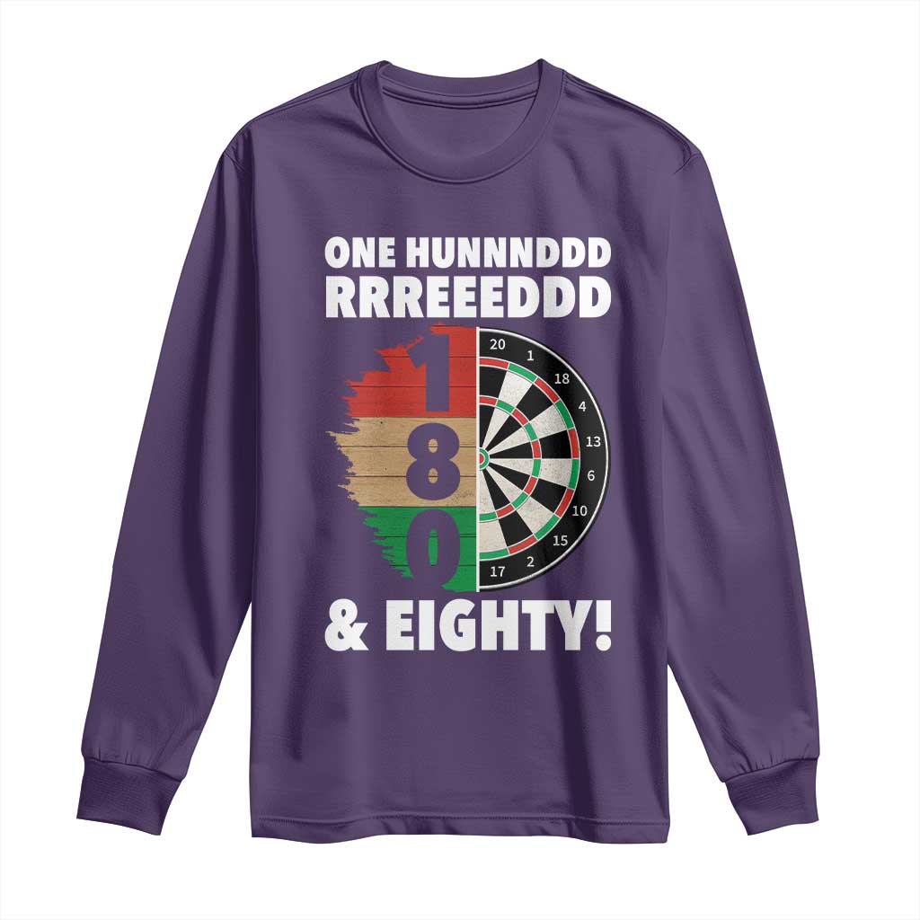 One Hundred And Eighty Long Sleeve Shirt Funny Darts Player Gift TS12 Purple Print Your Wear