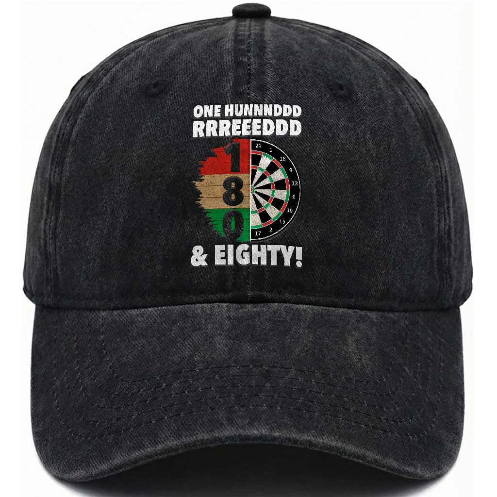 One Hundred And Eighty Washed Cotton Baseball Cap Funny Darts Player Gift TS12 Print Your Wear