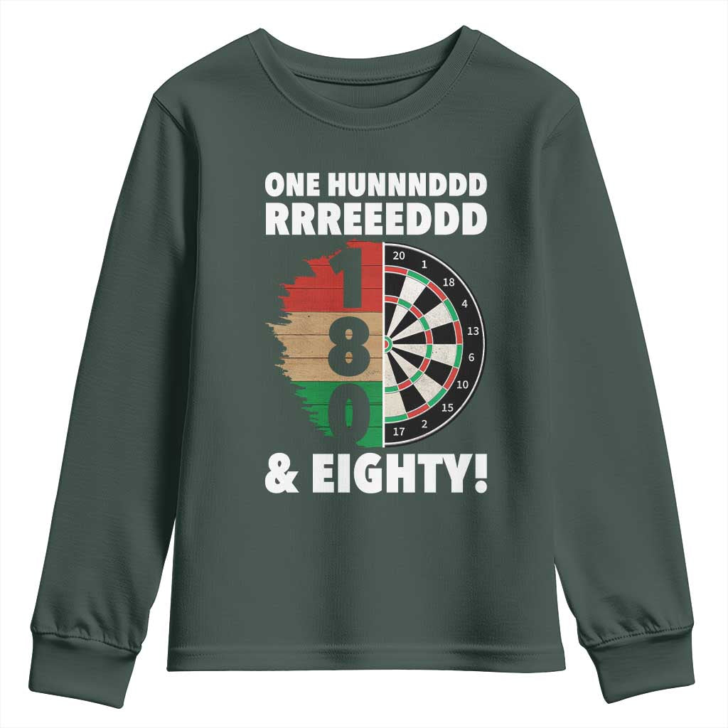 One Hundred And Eighty Youth Sweatshirt Funny Darts Player Gift TS12 Dark Forest Green Print Your Wear