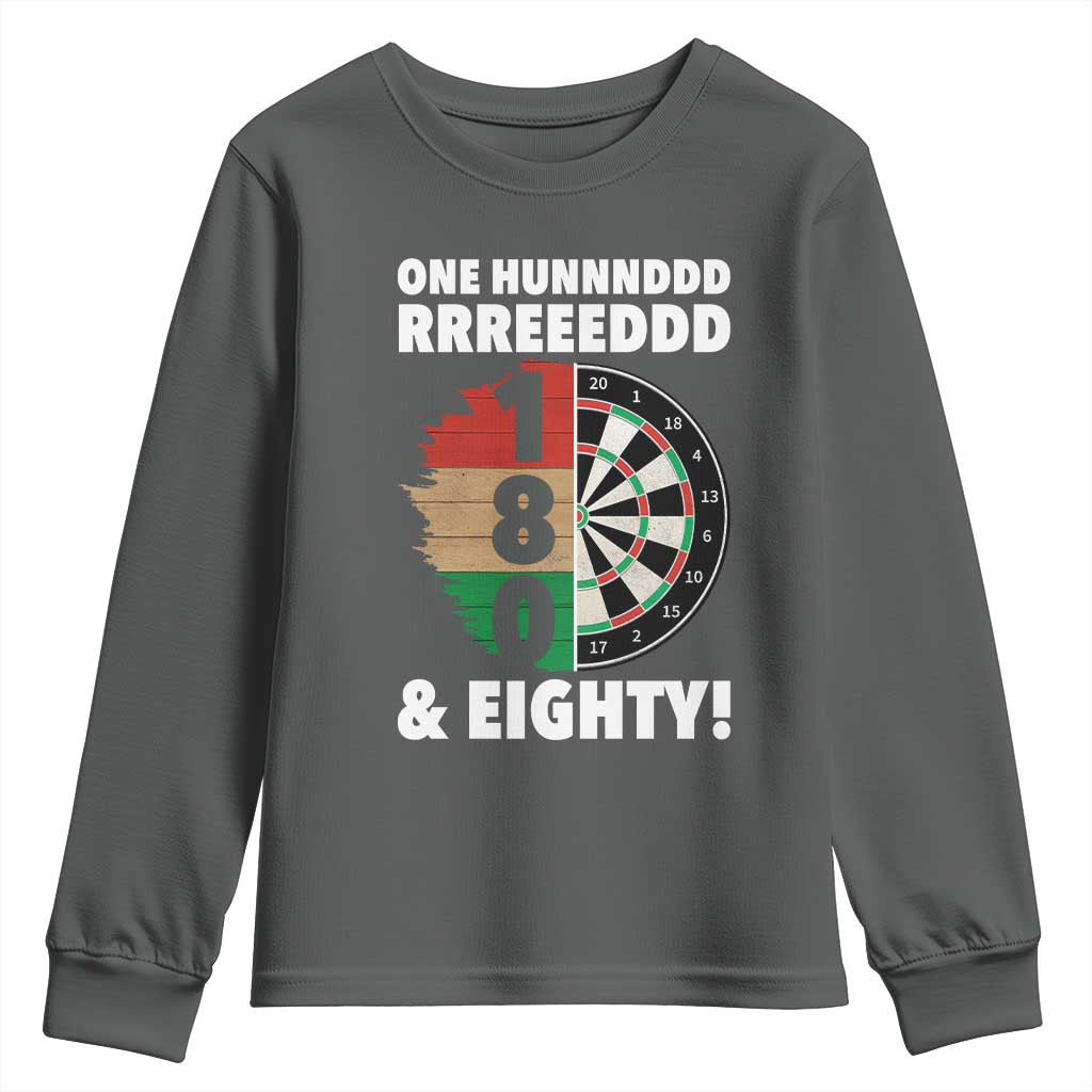 One Hundred And Eighty Youth Sweatshirt Funny Darts Player Gift TS12 Dark Heather Print Your Wear