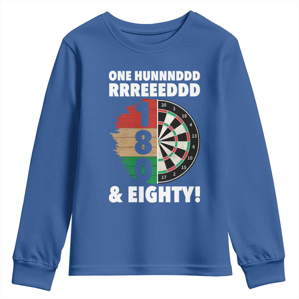 One Hundred And Eighty Youth Sweatshirt Funny Darts Player Gift TS12 Royal Blue Print Your Wear