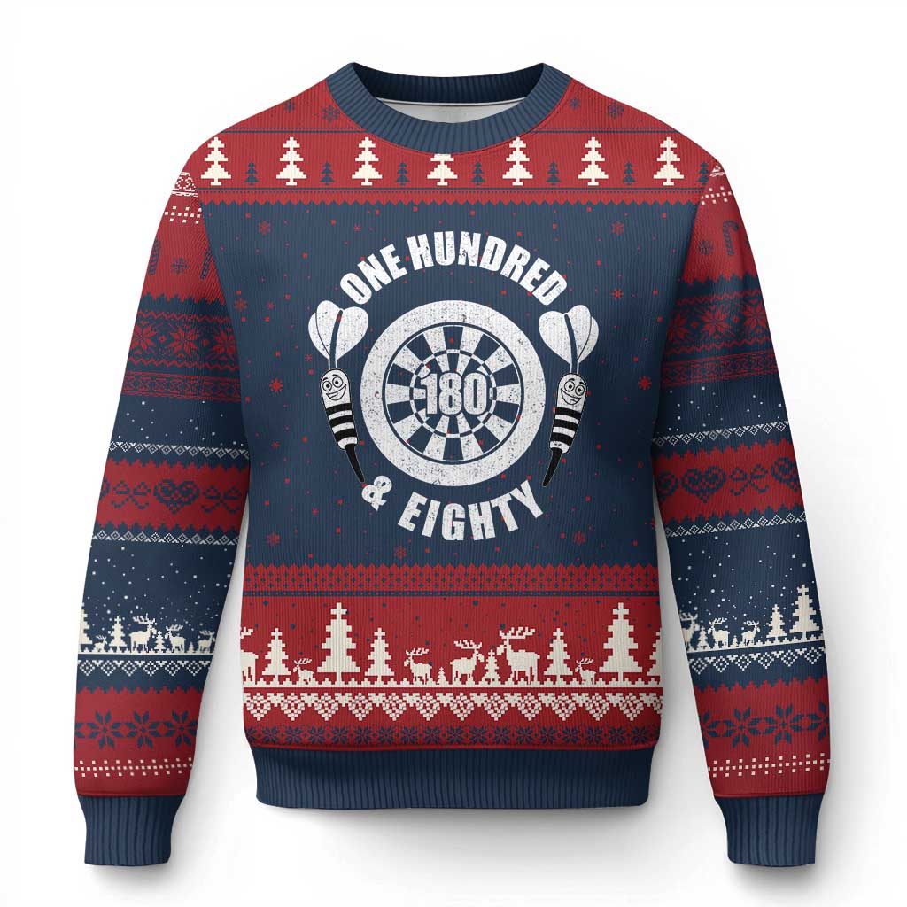 Triple 20 Master Dartist Gift Ugly Christmas Sweater One Hundred And Eighty TS12 Navy Red Print Your Wear