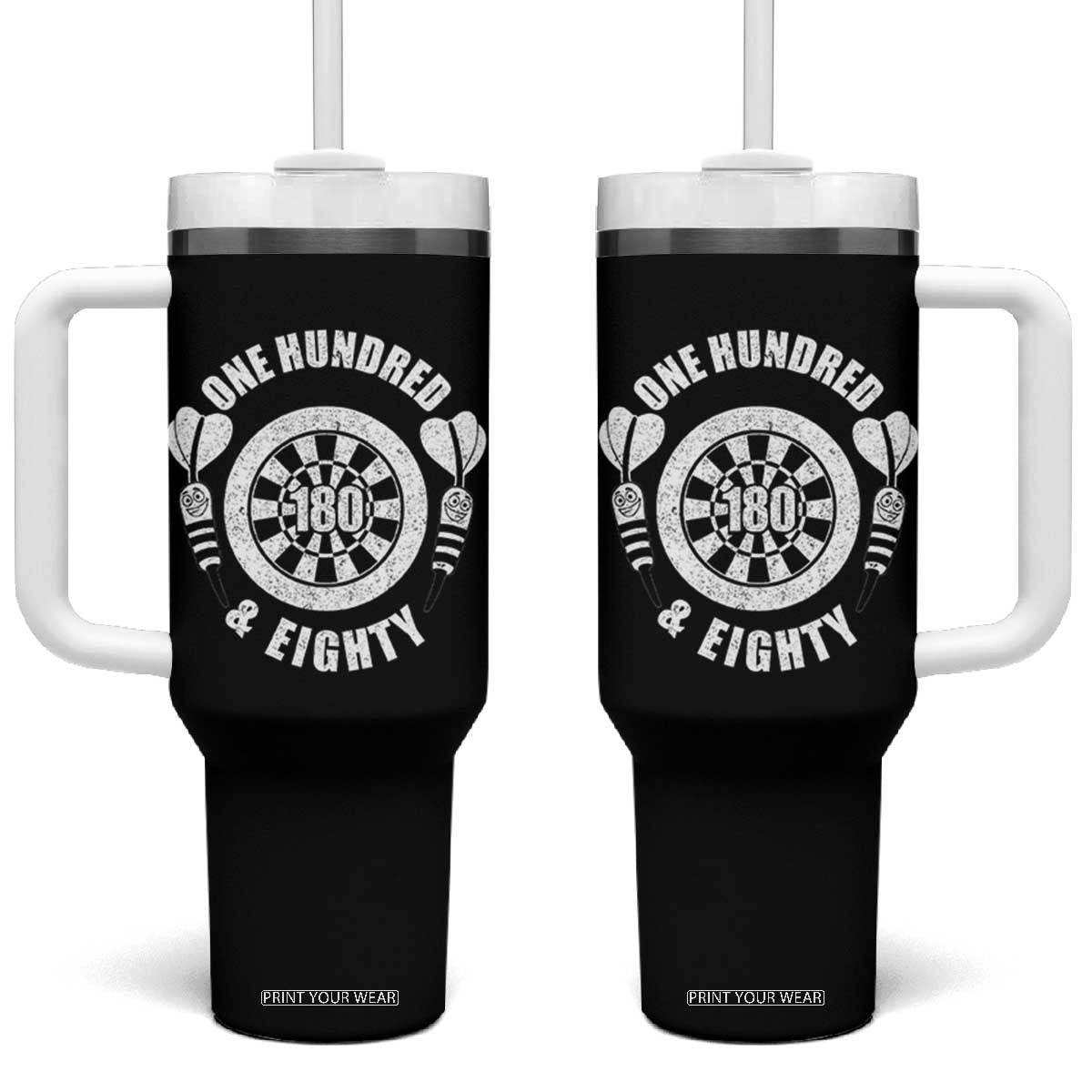 Triple 20 Master Dartist Gift Tumbler With Handle One Hundred And Eighty TS12 One Size: 40 oz Black Print Your Wear