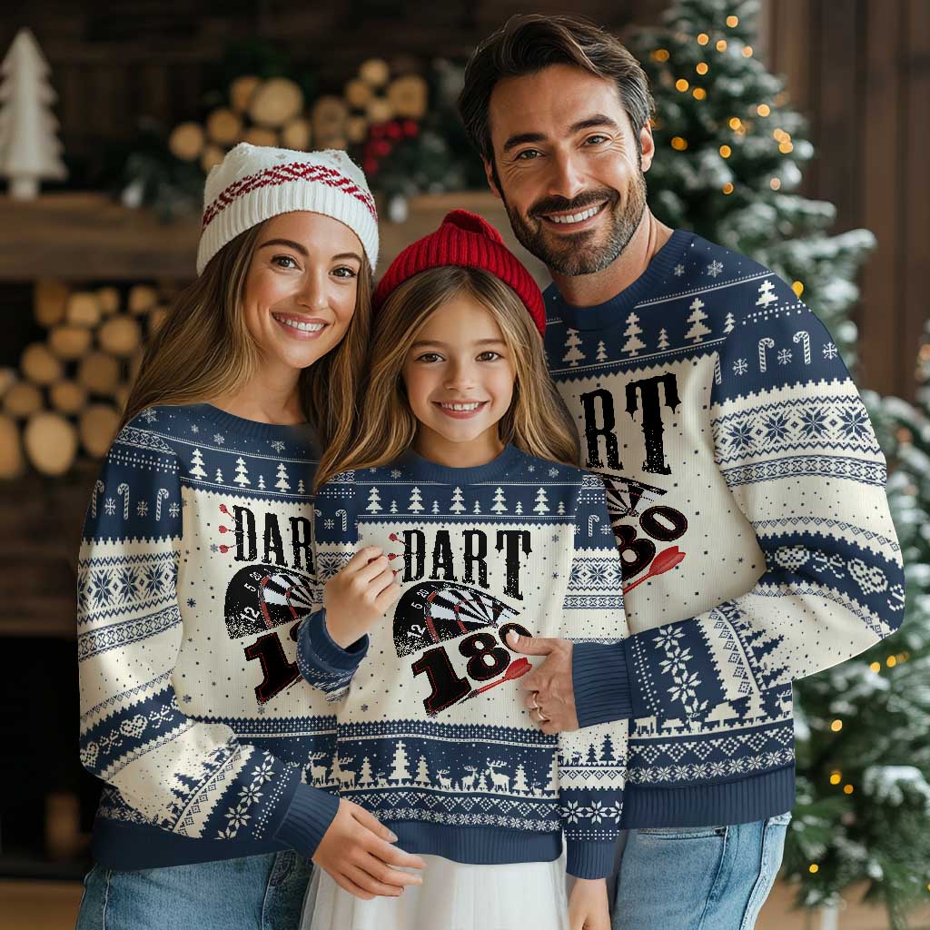 Max Score 180 Darts Lover Ugly Christmas Sweater Darts Team Party Gift TS12 Beige Navy Print Your Wear