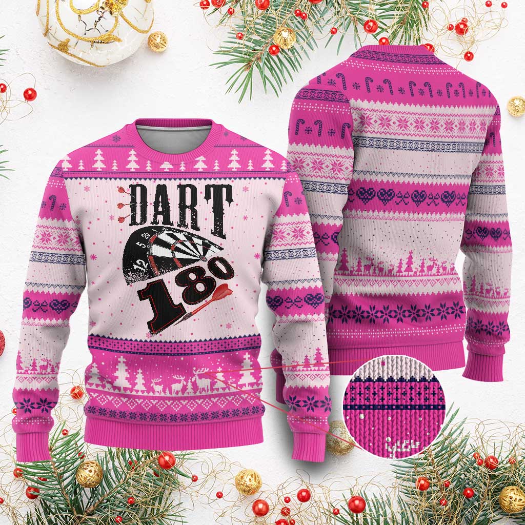 Max Score 180 Darts Lover Ugly Christmas Sweater Darts Team Party Gift TS12 Hot Pink Print Your Wear