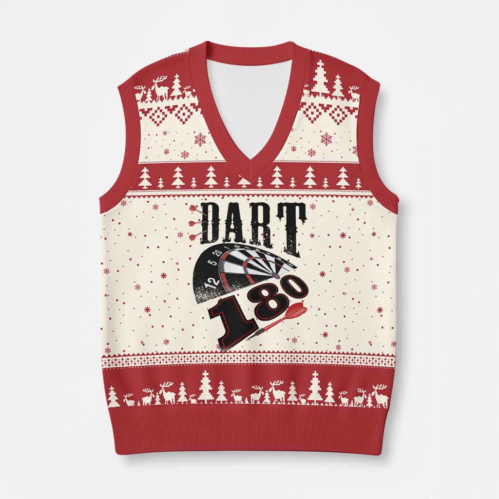 Max Score 180 Darts Lover V-Neck Knit Sweater Vest Darts Team Party Gift TS12 Beige Red Print Your Wear