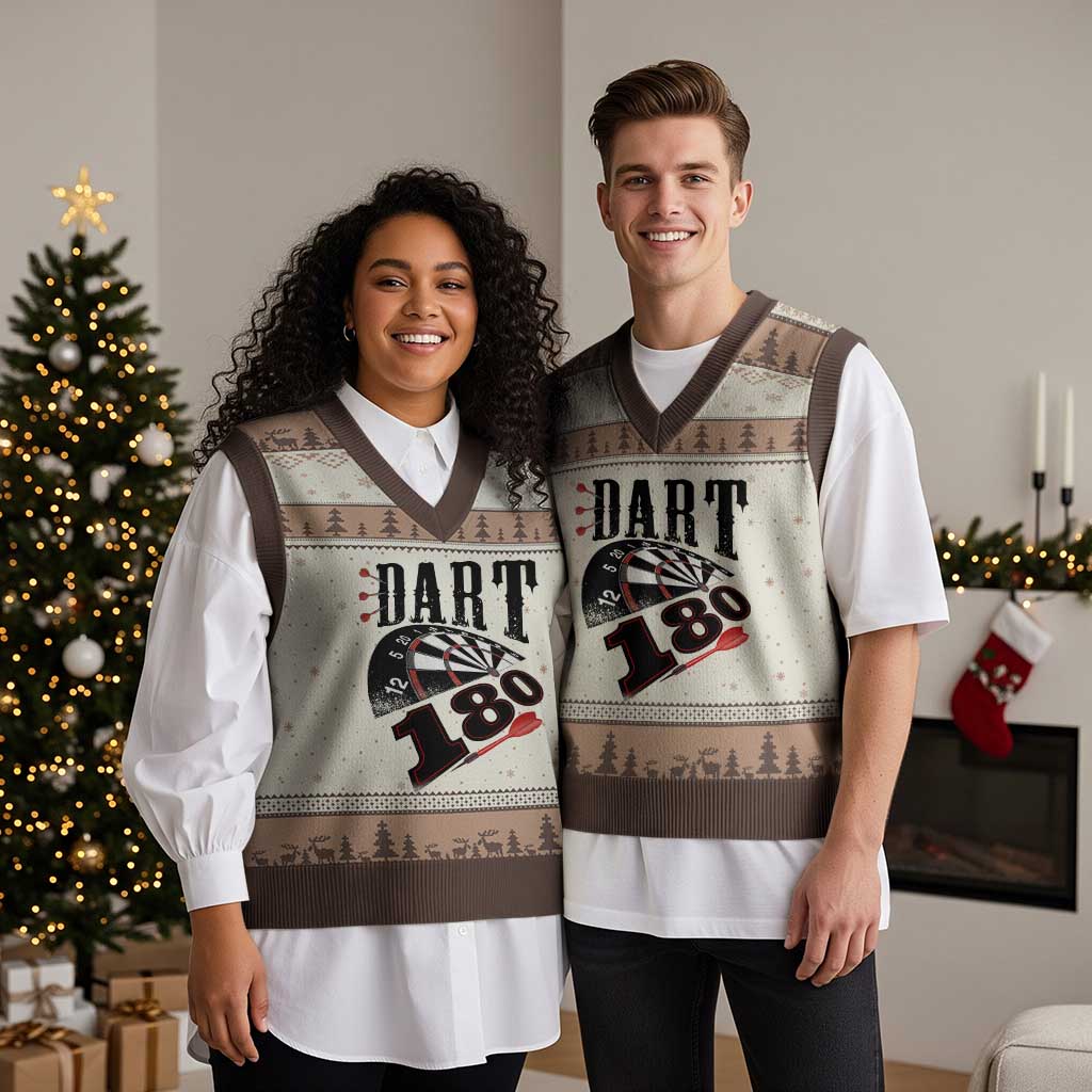 Max Score 180 Darts Lover V-Neck Knit Sweater Vest Darts Team Party Gift TS12 Mocha Mousse Print Your Wear