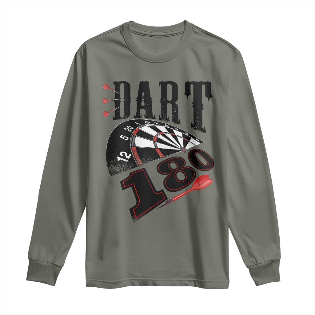 Max Score 180 Darts Lover Long Sleeve Shirt Darts Team Party Gift TS12 Military Green Print Your Wear