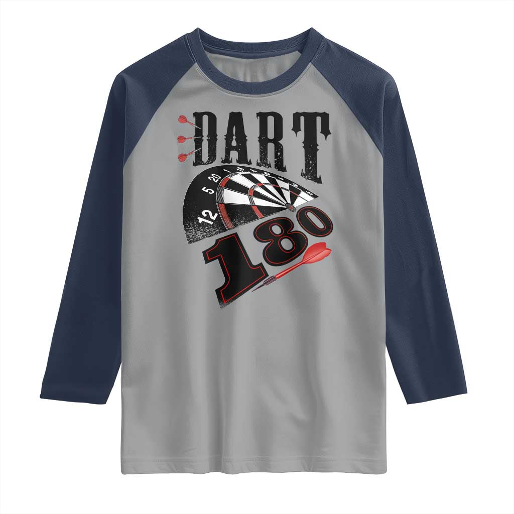 Max Score 180 Darts Lover Raglan Shirt Darts Team Party Gift TS12 Sport Gray Navy Print Your Wear