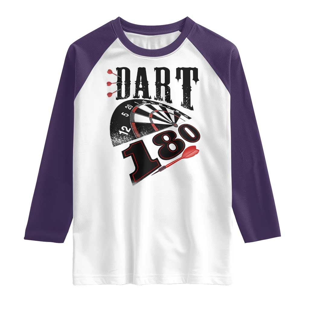 Max Score 180 Darts Lover Raglan Shirt Darts Team Party Gift TS12 White Purple Print Your Wear