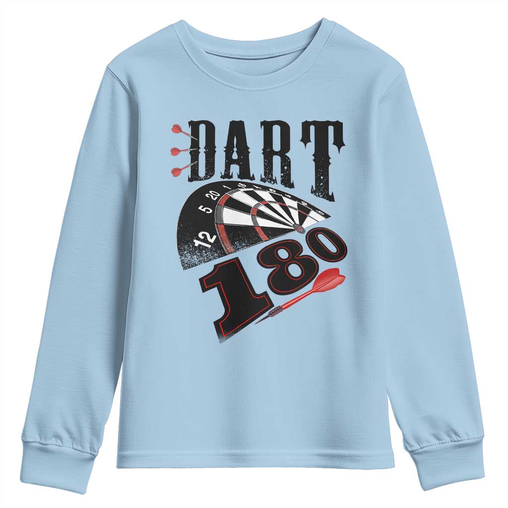 Max Score 180 Darts Lover Youth Sweatshirt Darts Team Party Gift TS12 Light Blue Print Your Wear
