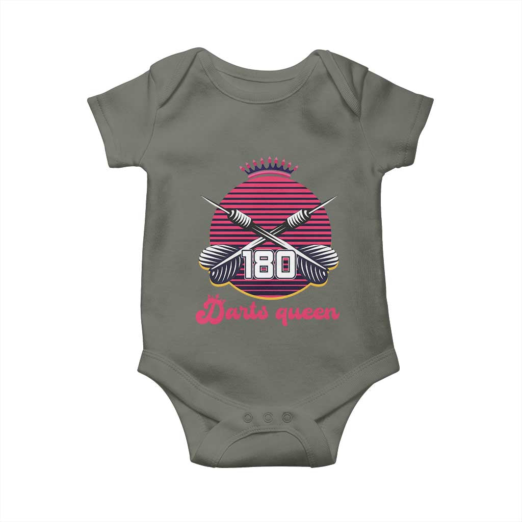 Darts Queen 180 Max Score Baby Onesie Funny Bullseye Shooter Gift TS12 Military Green Print Your Wear