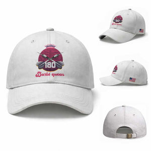 Darts Queen 180 Max Score Baseball Cap Funny Bullseye Shooter Gift TS12 Baseball Cap Universal Fit White Print Your Wear