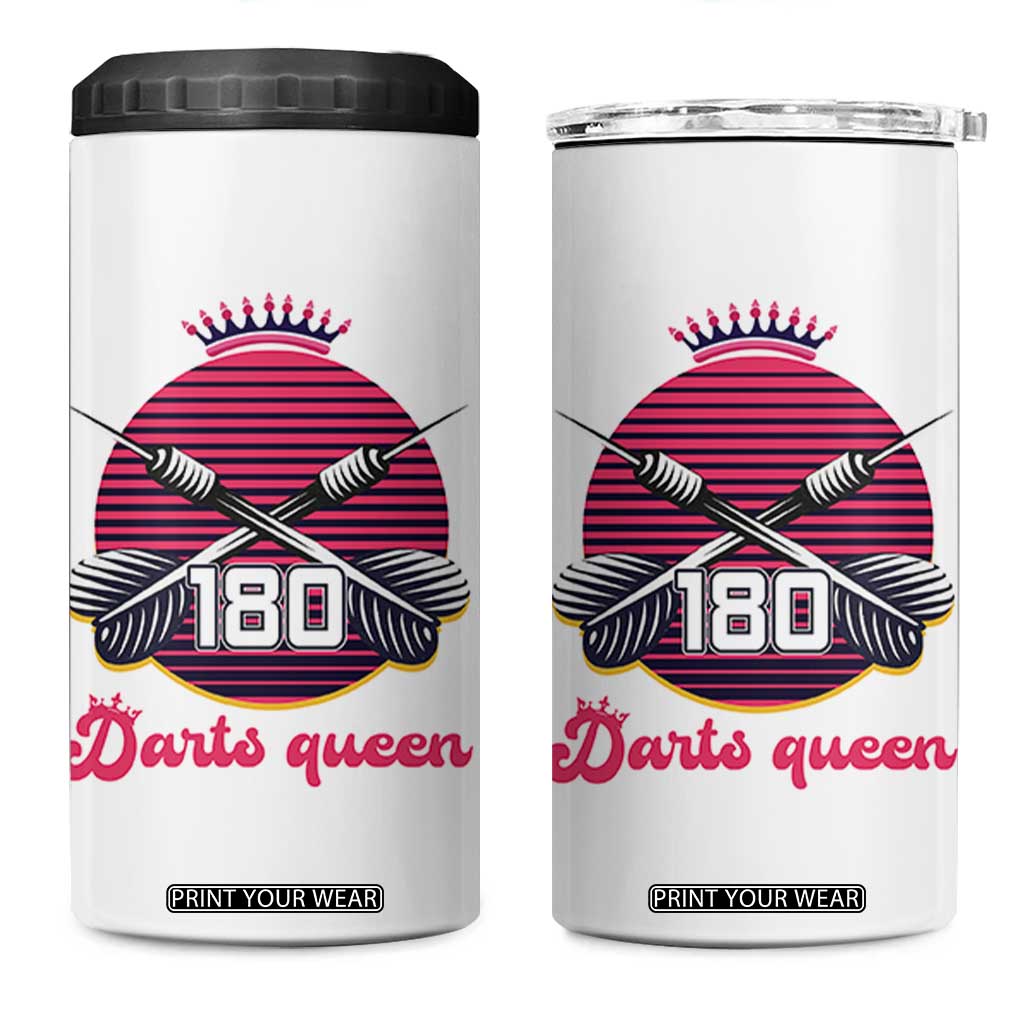 Darts Queen 180 Max Score 4 in 1 Can Cooler Tumbler Funny Bullseye Shooter Gift TS12 One Size: 16 oz White Print Your Wear
