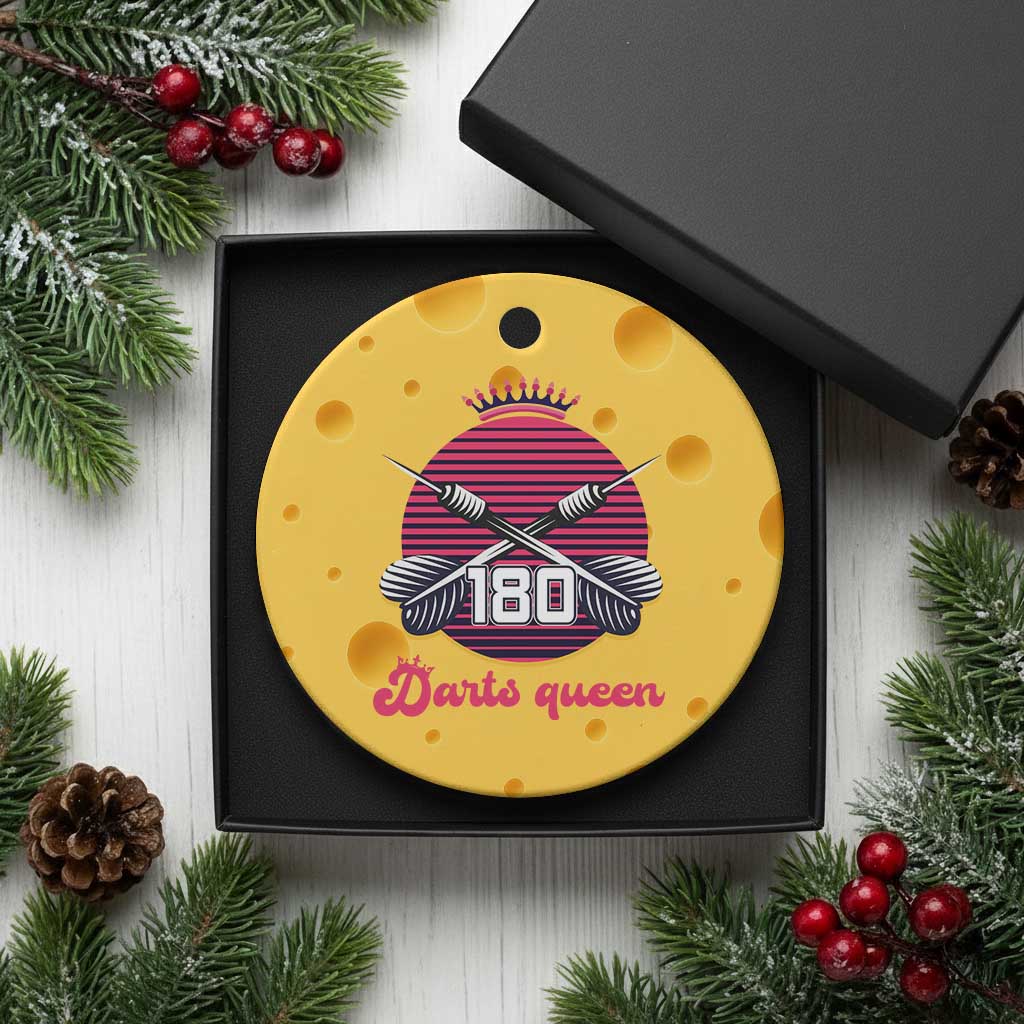 Darts Queen 180 Max Score Ceramic Ornament Funny Bullseye Shooter Gift TS12 1pc Yellow Cheese Print Your Wear