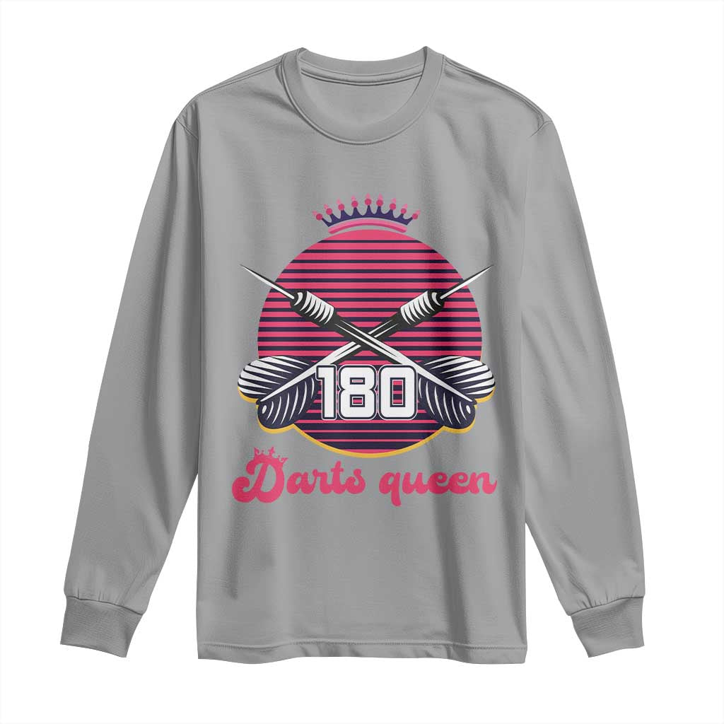 Darts Queen 180 Max Score Long Sleeve Shirt Funny Bullseye Shooter Gift TS12 Sport Gray Print Your Wear