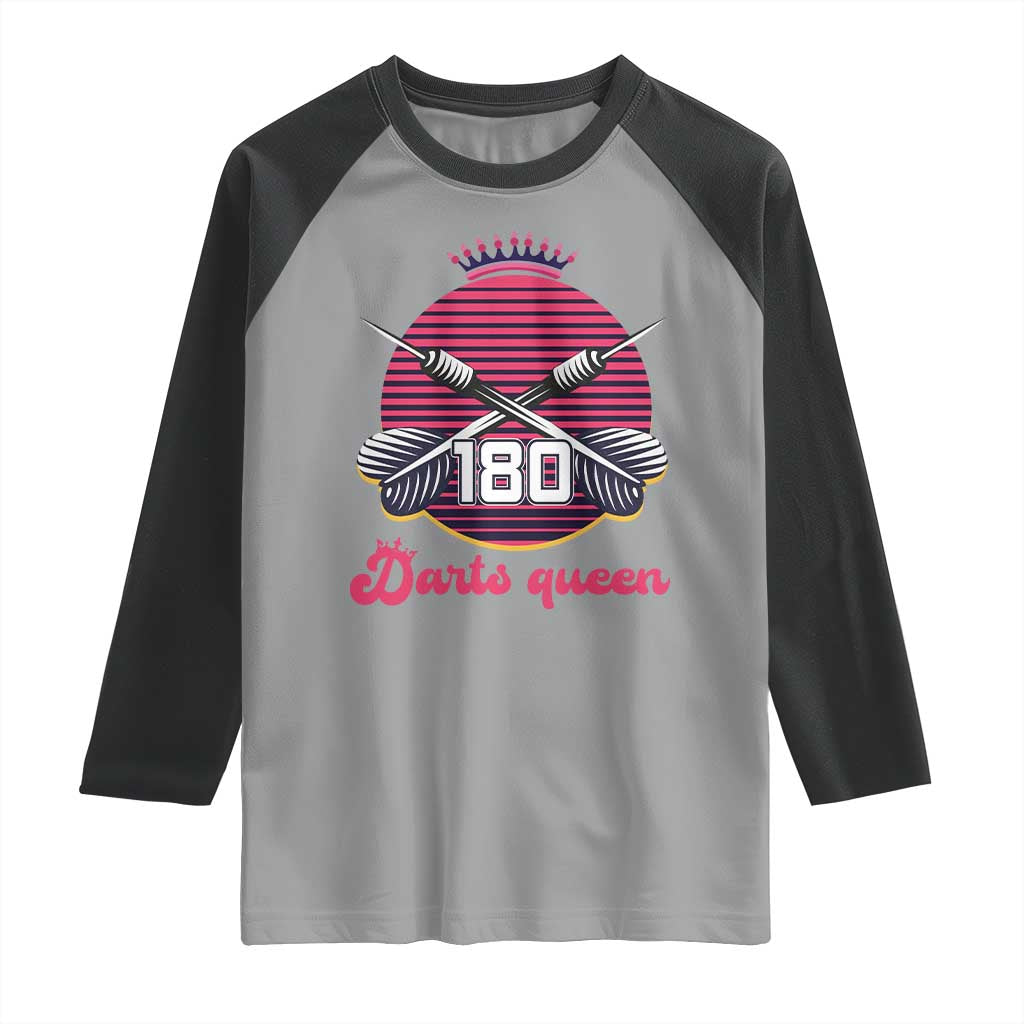 Darts Queen 180 Max Score Raglan Shirt Funny Bullseye Shooter Gift TS12 Sport Gray Black Print Your Wear