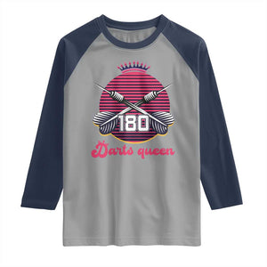Darts Queen 180 Max Score Raglan Shirt Funny Bullseye Shooter Gift TS12 Sport Gray Navy Print Your Wear