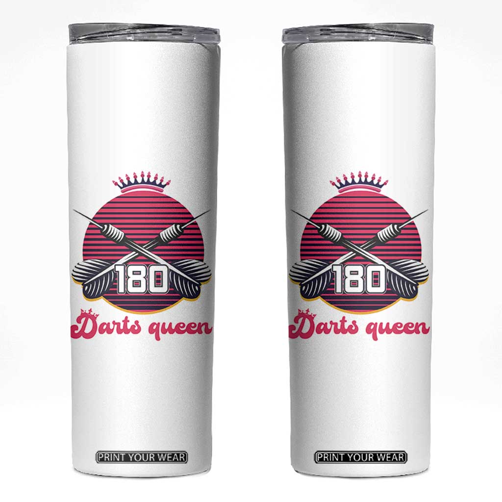 Darts Queen 180 Max Score Skinny Tumbler Funny Bullseye Shooter Gift TS12 White Print Your Wear