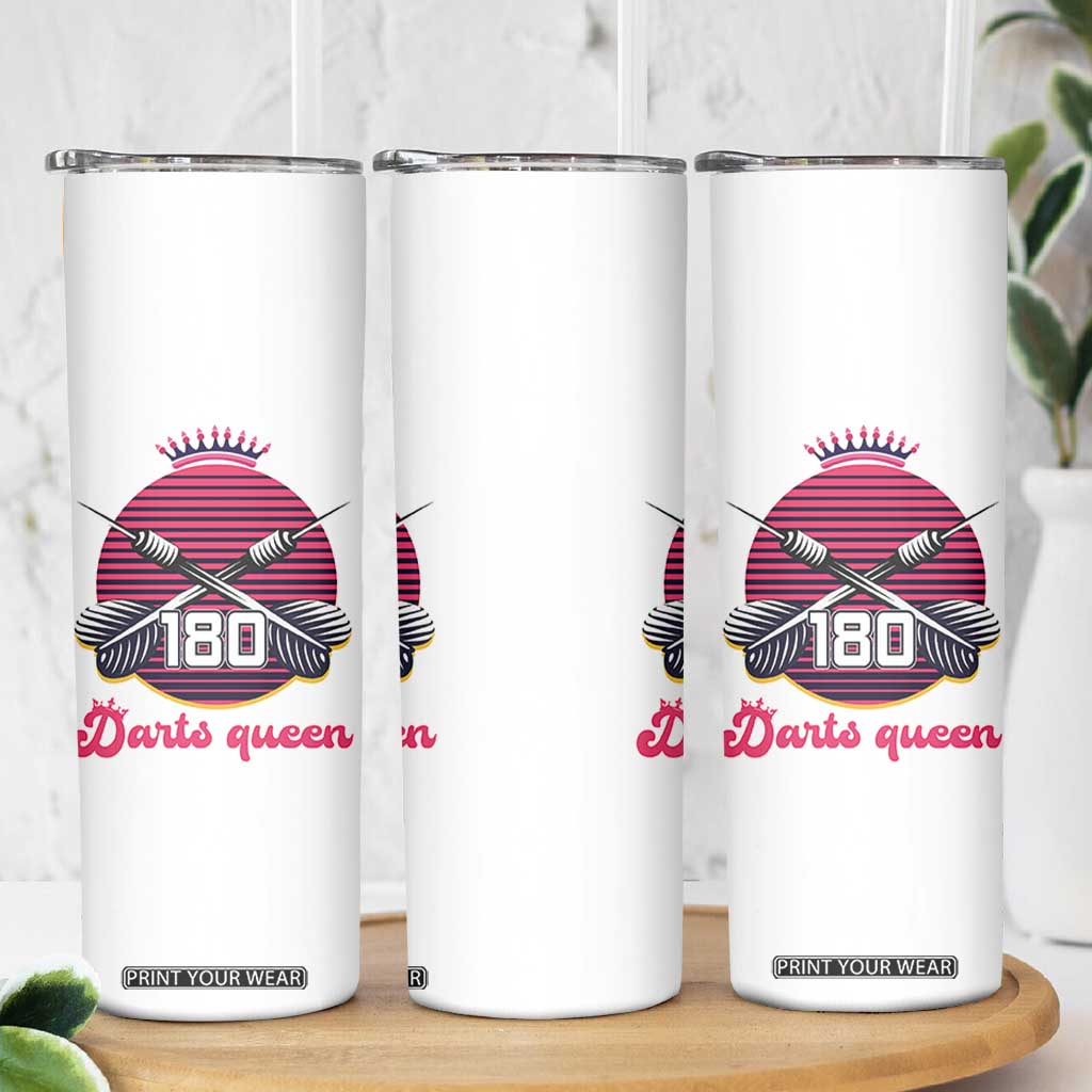 Darts Queen 180 Max Score Skinny Tumbler Funny Bullseye Shooter Gift TS12 Print Your Wear
