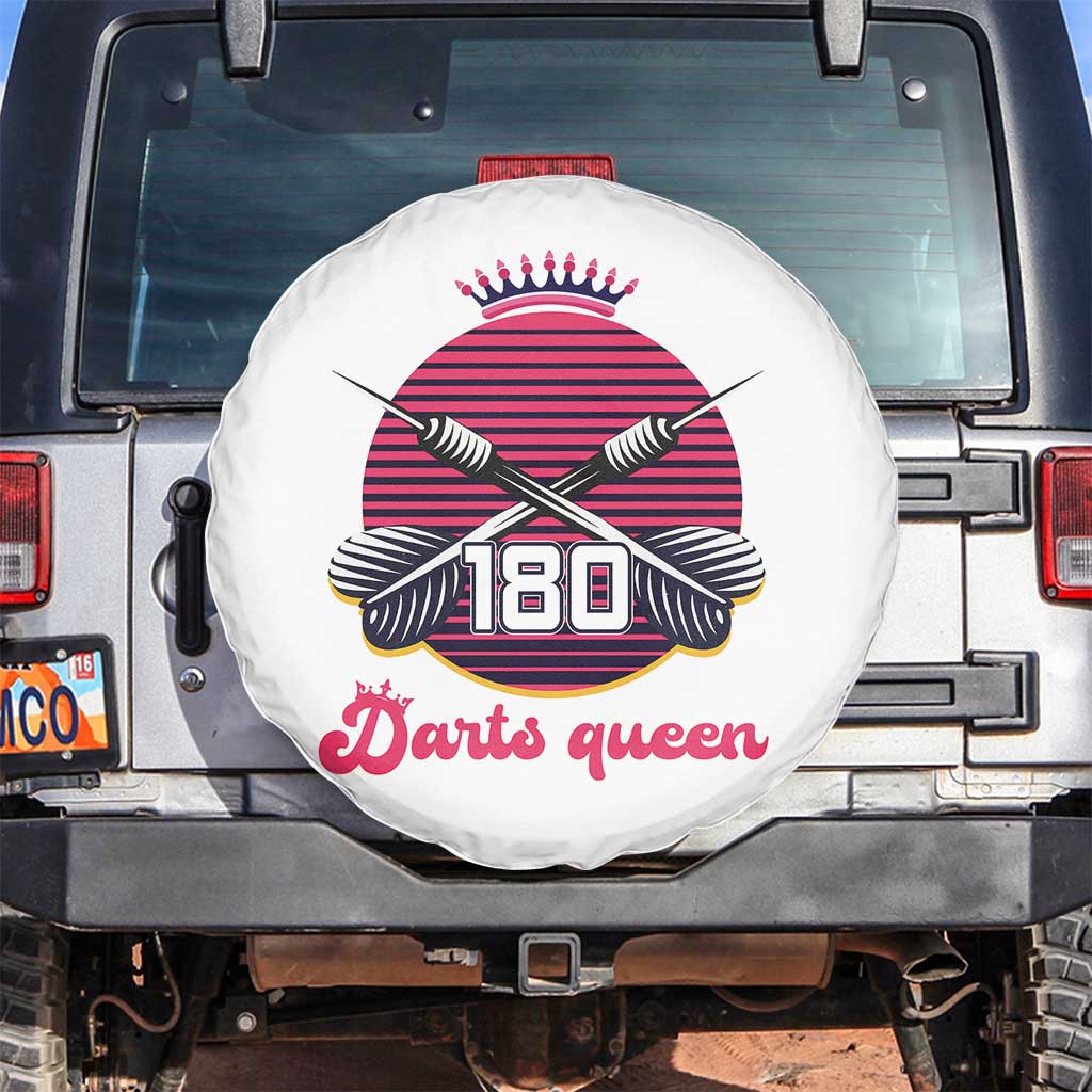 Darts Queen 180 Max Score Spare Tire Cover Funny Bullseye Shooter Gift TS12 No hole White Print Your Wear